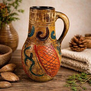 Earthy Modern Vase Folk Art Pottery VTG Eclectic Handcrafted Rustic Boho Decor